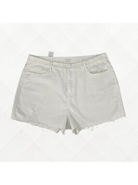 NWT Good American 90s Icon Vintage Ripped Shorts • White • Size 16 - WDM-100001